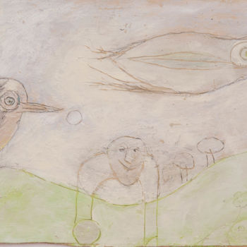 Drawing titled "Les oiseaux" by Anouk Gallery, Original Artwork