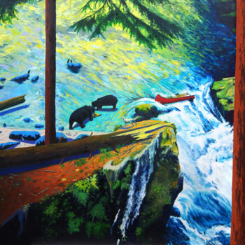 Painting titled "White Water, Black…" by Anthony Feyer, Original Artwork, Oil