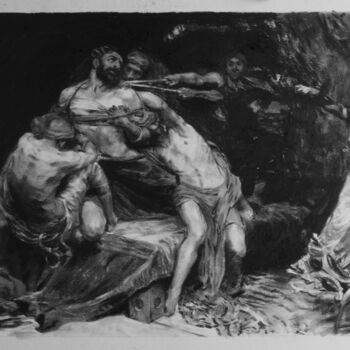 Rysunek zatytułowany „Étude de Solomon J.…” autorstwa Anthony Moreau, Oryginalna praca, Węgiel drzewny
