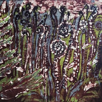 Schilderij getiteld "Batik: Plants" door Antje Witzel (AKbatikart), Origineel Kunstwerk, Was