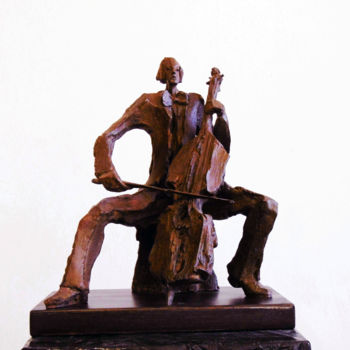 Sculptuur getiteld ""LE VIOLONCELLISTE"" door Antoine Berbari, Origineel Kunstwerk, Bronzen