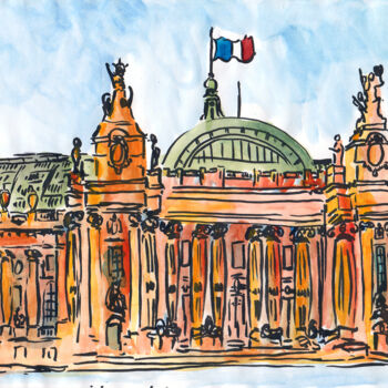 Painting titled "Grand Palais" by Antoine Dazy, Original Artwork, Watercolor