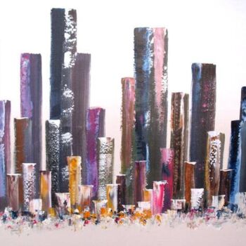 Painting titled "City Skyline XIII" by Antoine Renault, Original Artwork