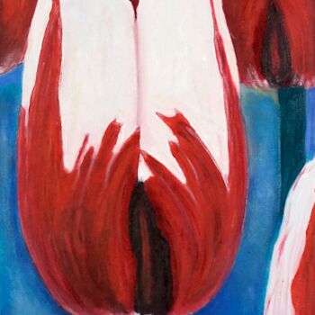 Painting titled "Tulipanes Rojos" by Antonio Abril, Original Artwork, Oil