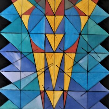 Peinture intitulée "Cubismo-vitral-tela" par Antonio Guimaraes, Œuvre d'art originale, Acrylique