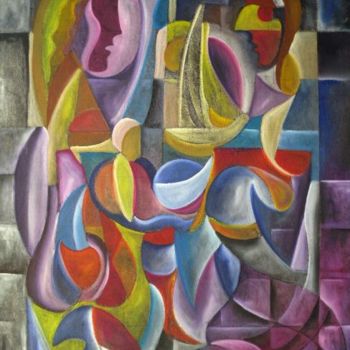 Painting titled "Mosaico do amor" by Antonio Guimaraes Santos, Original Artwork