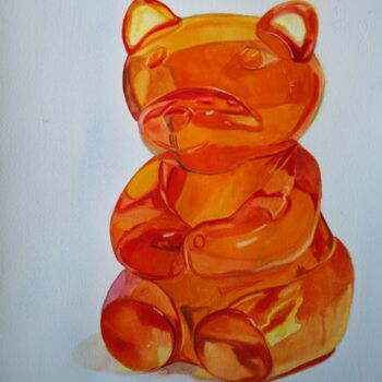 제목이 "Orange Gummy Bear"인 미술작품 Anyck Alvarez Kerloch로, 원작, 수채화