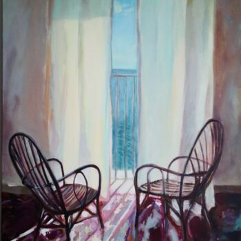 Schilderij getiteld "Two Chairs and A Wi…" door Anyck Alvarez Kerloch, Origineel Kunstwerk, Acryl