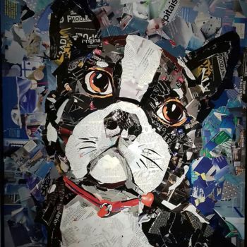 Collages intitolato "chien" da Ana Almeida, Opera d'arte originale, Collages