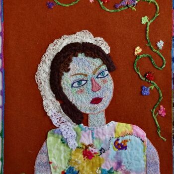 Textile Art titled "Marie Blanche" by Apignat, Original Artwork, Embroidery