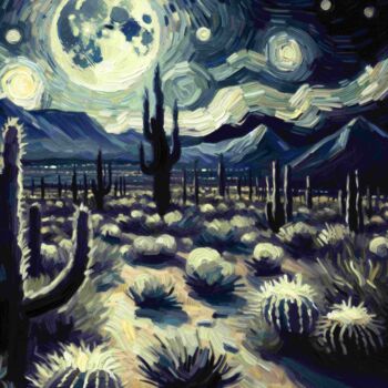 数字艺术 标题为“Noche de Luna en el…” 由Apolini Art., 原创艺术品, 数字油画