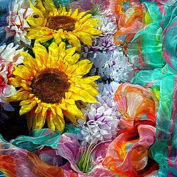 Photography titled "foulards et fleurs.…" by Aquartistiq, Original Artwork, Digital Photography
