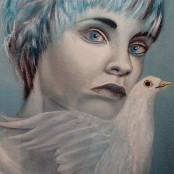 Peinture intitulée "Blue bird" par Alix, Œuvre d'art originale, Huile