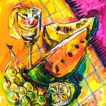 「Summer Fruits」というタイトルの絵画 Ariadna De Raadtによって, オリジナルのアートワーク, インク
