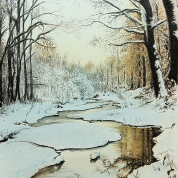 Schilderij getiteld ""A WINTER EVENING"" door Arianna Squicquaro, Origineel Kunstwerk, Aquarel