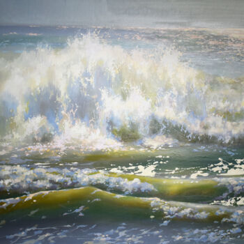 Peinture intitulée "Waves 3" par Arija Paikule, Œuvre d'art originale, Huile Monté sur Panneau de bois