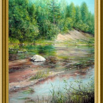 「обмелевшая река」というタイトルの絵画 Гарикによって, オリジナルのアートワーク, オイル