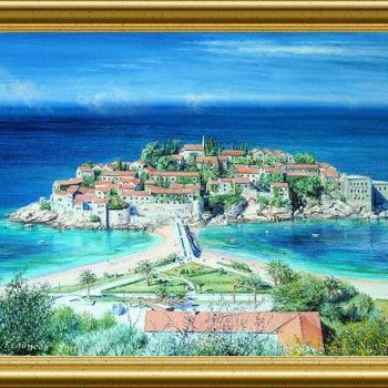 Peinture intitulée "остров святого стеф…" par Garik, Œuvre d'art originale, Huile