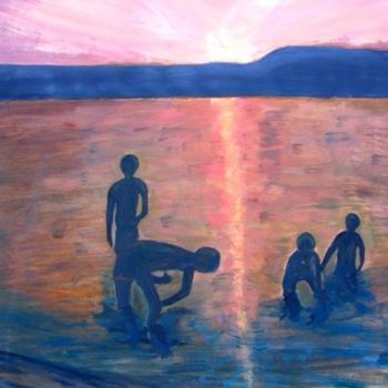 Painting titled "eilat sunrise" by Arik Sharon, Original Artwork, Oil