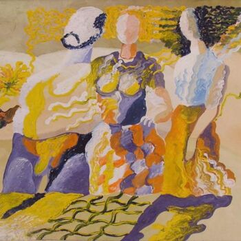 Pintura intitulada "Three figures" por Arkady Borin, Obras de arte originais