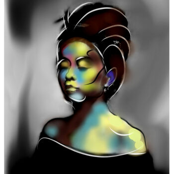 Digital Arts titled "Portrait of a shy y…" by Armajay, Original Artwork, Digital Painting