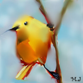 Artes digitais intitulada "Little yellow bird" por Armajay, Obras de arte originais, Pintura digital