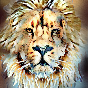 Digital Arts titled "Portrait of a Lion…" by Armajay, Original Artwork, Digital Painting