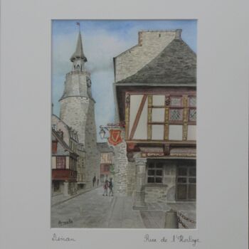 Druckgrafik mit dem Titel "Dinan: rue de l'hor…" von Armelle Cailly, Original-Kunstwerk, Digitaldruck Auf Karton montiert