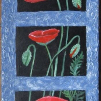 Painting titled "3 Coquelicots" by Armelle Cailly, Original Artwork, Acrylic