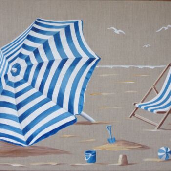 Картина под названием "parasol rayé" - Armelle Cailly, Подлинное произведение искусства, Акрил Установлен на Деревянная рама…