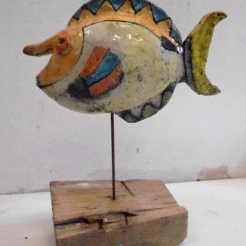 Rzeźba zatytułowany „poisson nasique” autorstwa Armelle Colombier, Oryginalna praca, Ceramika
