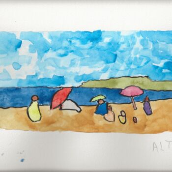 绘画 标题为“La plage, après la…” 由Arnaud De La Tour, 原创艺术品, 水彩