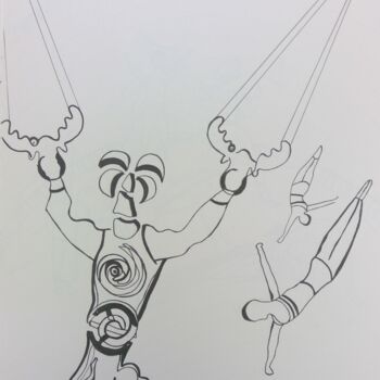 Zeichnungen mit dem Titel "Flying Circus" von Arnaud Dubois, Original-Kunstwerk, Bleistift