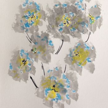 Schilderij getiteld "Fleurs du Japon" door Arnaud Thévenin, Origineel Kunstwerk, Inkt