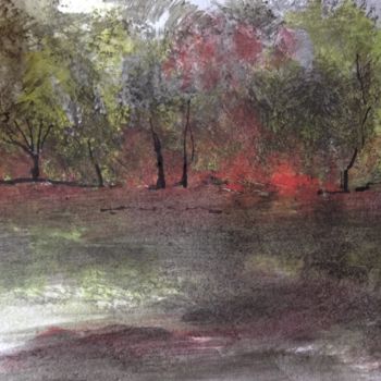 Peinture intitulée "Forêt de Provence" par Arnaud Thévenin, Œuvre d'art originale, Encre