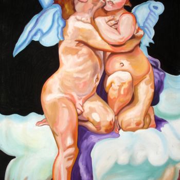 Schilderij getiteld "ANGELES ORIGINAL" door Arney Càrdenas, Origineel Kunstwerk, Olie Gemonteerd op Frame voor houten branca…