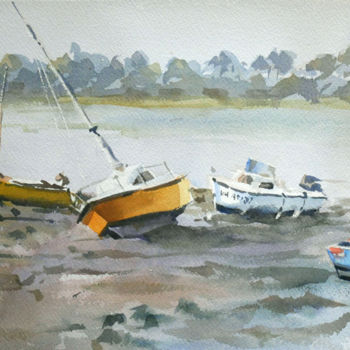 Painting titled "Aquarelle Bretagne 3" by Christian Arnould, Original Artwork, Watercolor