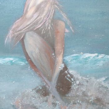 Pittura intitolato "Девушка на пляже" da Iaroslava Chezlova, Opera d'arte originale, Olio