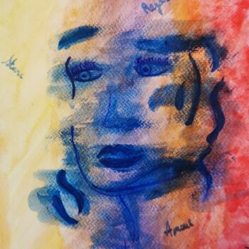 Schilderij getiteld "Le regard" door Coralie Deroche, Origineel Kunstwerk, Aquarel