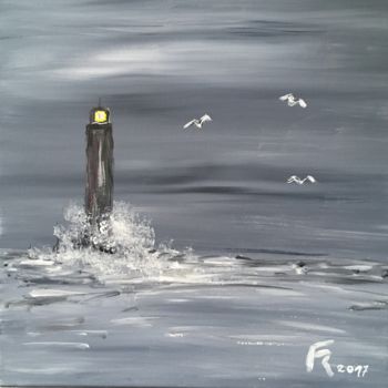 Malerei mit dem Titel "Le phare" von François R, Original-Kunstwerk, Acryl