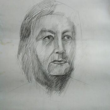 Peinture intitulée "Портрет Женщина 90-е" par Art-Teodora, Œuvre d'art originale, Crayon