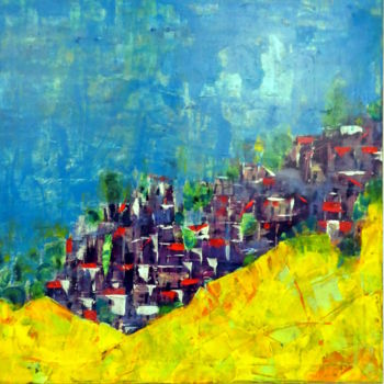 Painting titled ""Rainbow City"  Sta…" by Urs, Original Artwork, Acrylic