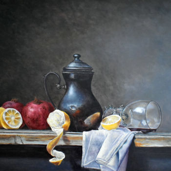 Peinture intitulée "Lemons, pomegranate…" par Alex Bond, Œuvre d'art originale, Huile