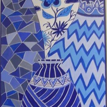 Schilderij getiteld "vases bleus" door Beatrice Mosseron, Origineel Kunstwerk