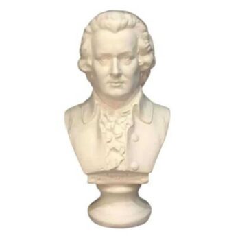 Sculpture titled "Mozart Bust" by Dervis Yusuf Akdemir, Original Artwork, Resin