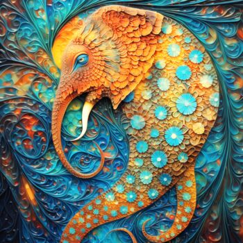 Digital Arts titled "Elephant Celeste 02" by Artcypia, Original Artwork, AI generated image