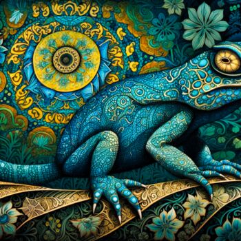 Arts numériques intitulée "Trippy Cameleon" par Artcypia, Œuvre d'art originale, Image générée par l'IA