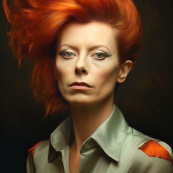 「If David Bowie was…」というタイトルのデジタルアーツ Artcypiaによって, オリジナルのアートワーク, AI生成画像