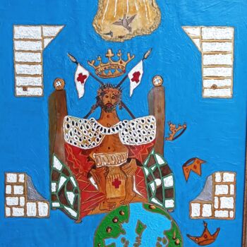 Картина под названием "Rey David" - Arte William Arjona Niebla, Подлинное произведение искусства, Акрил Установлен на Деревя…