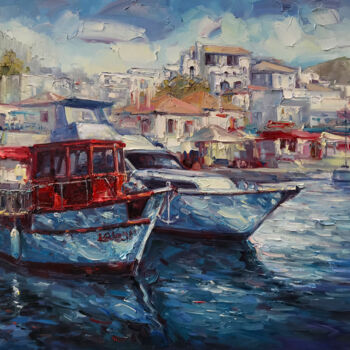 Painting titled "Yachts, 2020" by Artem Grunyka, Original Artwork, Oil